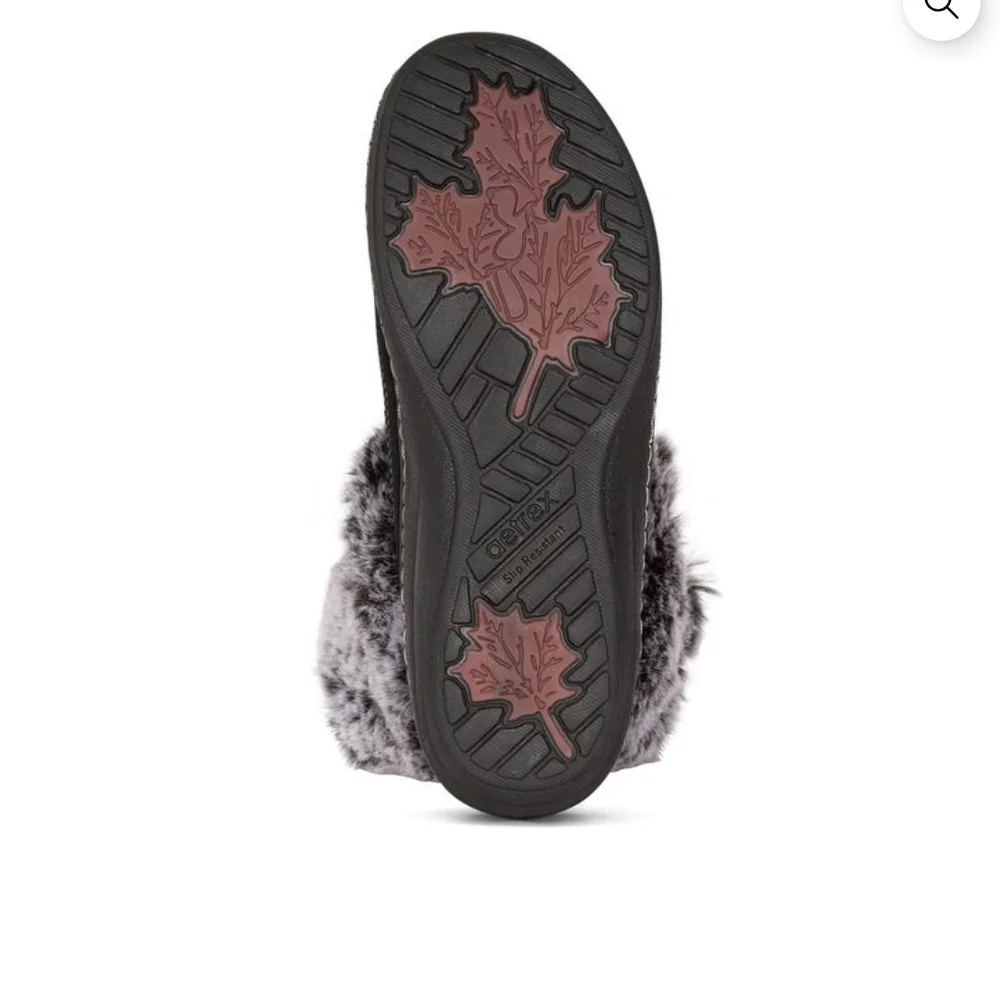 Aetrex Black Faux-Fur Lace-Up Winter Boots
